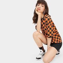 Romwe Checkerboard Print Sweatshirt