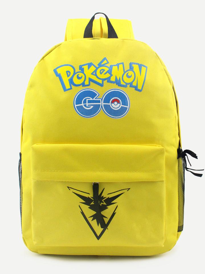 Romwe Pokemon Go Yellow Nylon Backpack