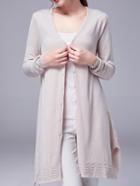 Romwe Slit Side Buttons Loose Cardigan