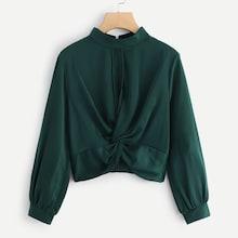Romwe Solid Twist Blouse