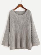 Romwe Grey Drop Shoulder Seam Loose Sweater