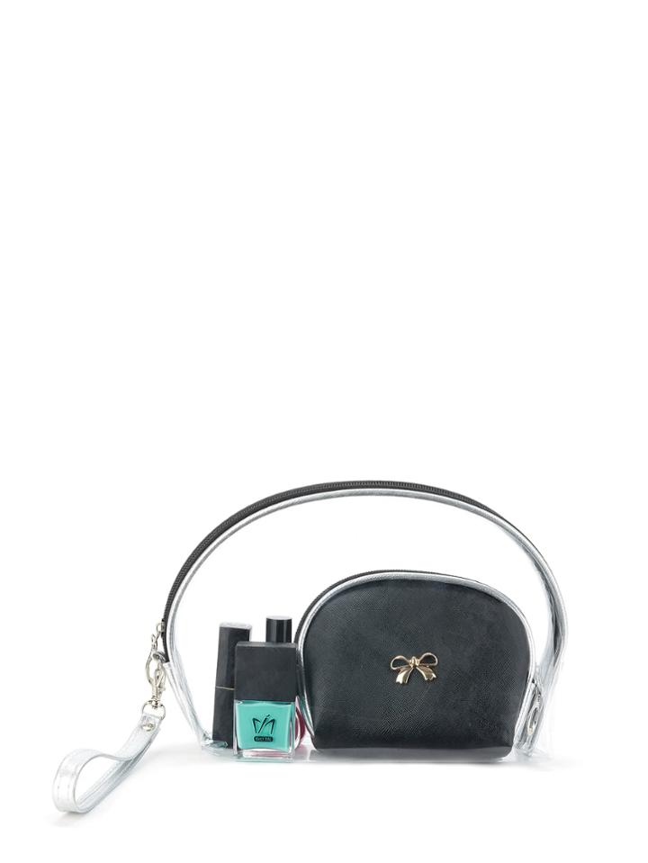 Romwe Bow Detail Makeup Bag 3pcs