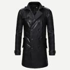 Romwe Men Double Breasted Solid Pu Jacket