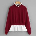 Romwe Zip Back Frill Neck And Hem Sweatshirt