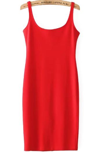 Romwe Spaghetti Strap Split Bodycon Red Dress