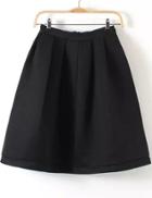 Romwe Black With Zipper A-line Skirt