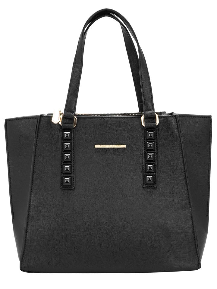 Romwe Black Stud Pu Shoulder Bag