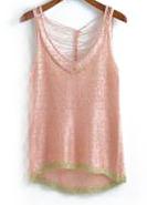 Romwe Dip Hem V Neck Tank Top