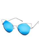 Romwe Silver Frame Blue Cat Eye Sunglasses