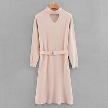 Romwe Self Tie Cut Out Sweater Dress