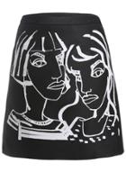 Romwe Graffiti Print Black Skirt