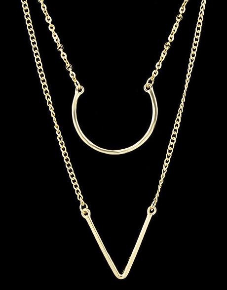 Romwe Gold Double Layels Chain Necklace