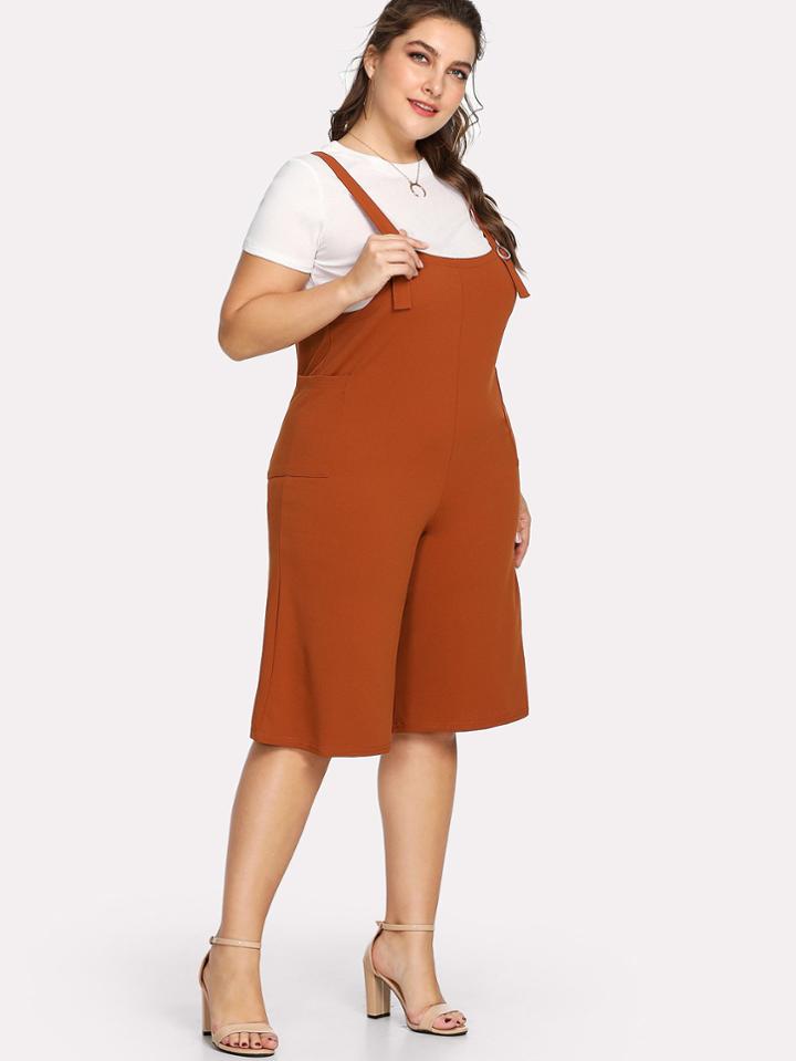 Romwe Pocket Side Pinafore Pants With Tee