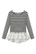 Romwe Striped Flouncing Casual Blouse