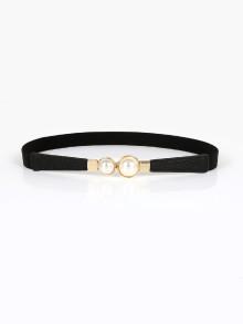 Romwe Faux Pearl Decorated Skinny Belt