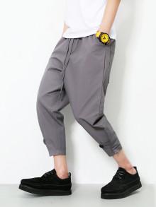 Romwe Men Drawstring Close Skinny Foot Pants