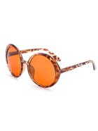 Romwe Leopard Print Frame Brown Round Lens Retro Style Sunglasses