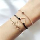 Romwe Heart & Bow Bracelet Set 3pcs