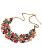 Romwe Multicolor Drop Gemstone Necklace