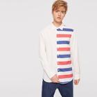 Romwe Guys Single Breasted Color Block Collar Top