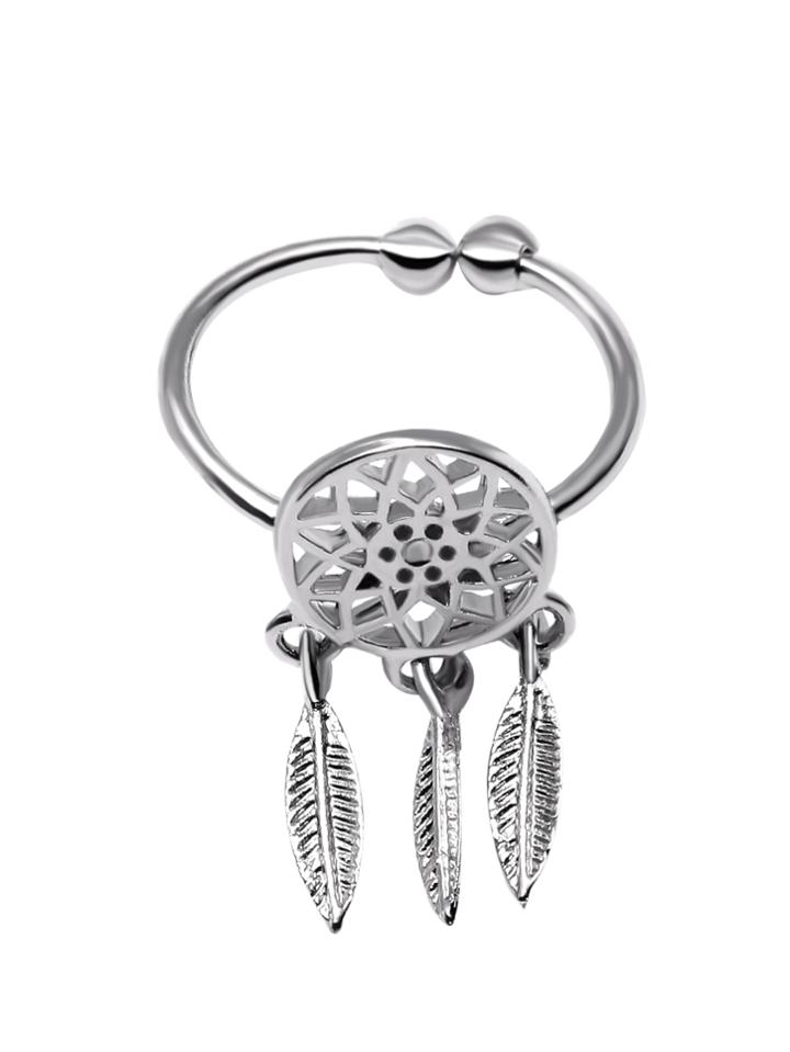 Romwe Silver Plated Hollow Flower Coin Leaf Wrap Ring