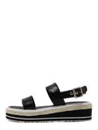 Romwe Black Peep Toe Thick-soled Slingback Sandals