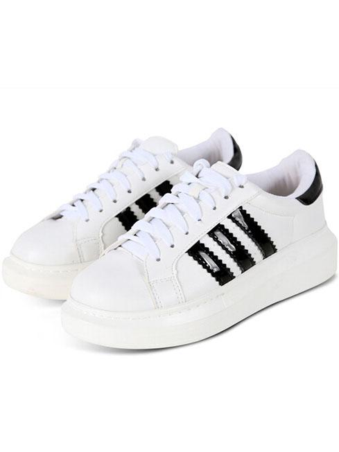 Romwe White Black Thick-soled Casual Flats