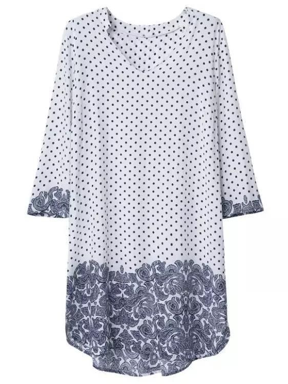 Romwe Multicolor V Neck Polka Dots Print Dress