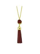 Romwe Red Tassel Pendant Necklace For Women