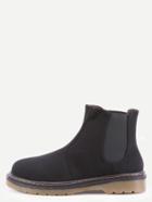 Romwe Black Faux Suede Elastic Rubber Soled Short Boots