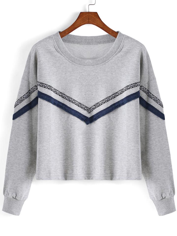 Romwe Round Neck Tribal Print Sweatshirt
