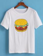 Romwe Hamburger Print Loose T-shirt