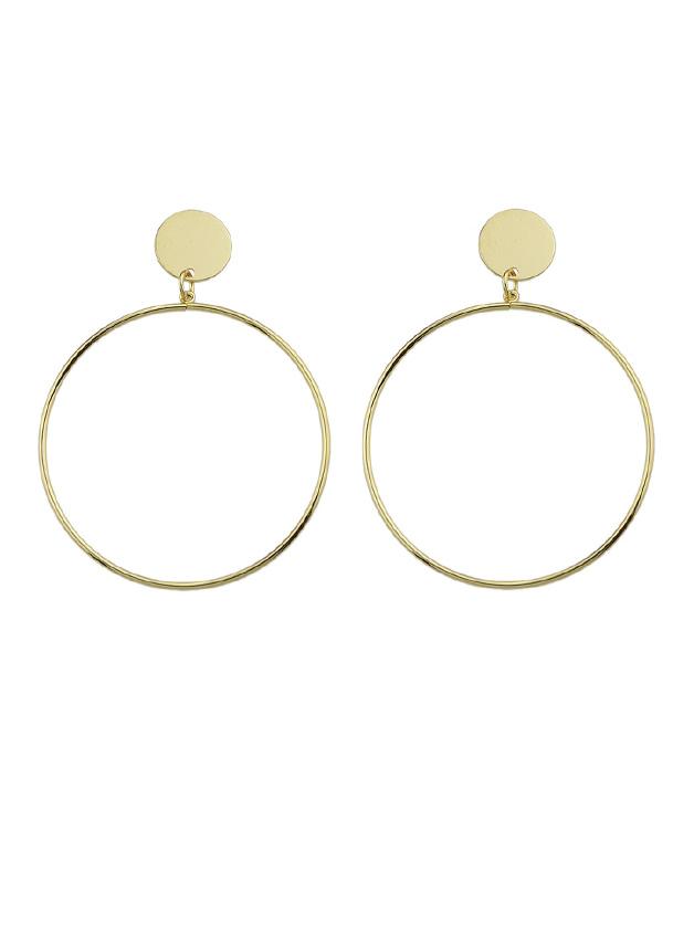 Romwe Gold Big Geometric Circle Hanging Earrings