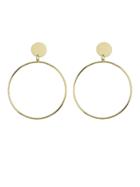 Romwe Gold Big Geometric Circle Hanging Earrings