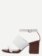 Romwe White Open Toe Ankle Strap Chunky Sandals