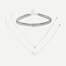 Romwe Heart Decorated Choker Set 3pcs