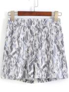 Romwe Feather Print Loose Shorts
