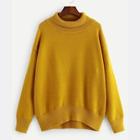 Romwe Plus Solid High-neck Jumper