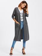 Romwe Button Detail Split Back Marled Knit Cardigan