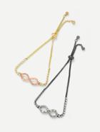 Romwe Letter Eight Design Chain Bracelet Set