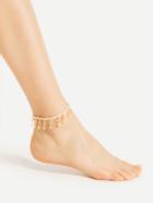Romwe Faux Pearl Embellished Elastic Chain Anklet