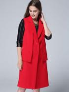 Romwe Red V Neck Sleeveless Vest Coat