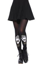 Romwe Red Sequin Eye Hand Tights