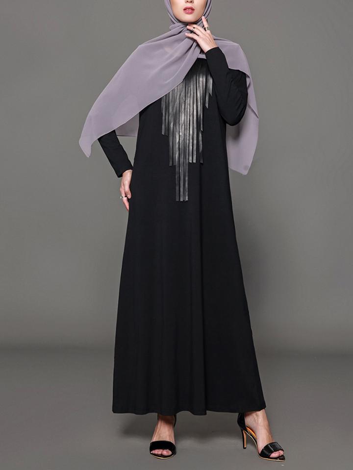 Romwe Tassel Front Longline Dress