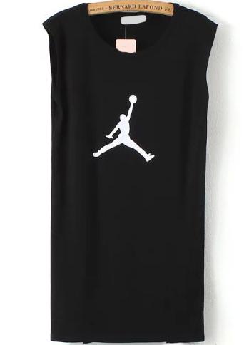 Romwe Slam Dunk Print Black Dress