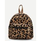 Romwe Pocket Front Leopard Pattern Backpack
