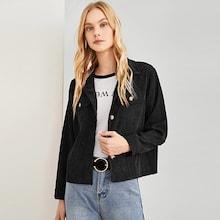 Romwe Corduroy Dual Pocket Jacket