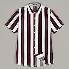 Romwe Guys Striped Button Up Shirt