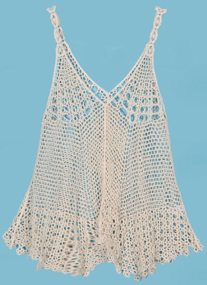 Romwe Crochet Lace Strap Hollow Out Cami Top