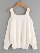 Romwe Open Shoulder Thick Strap Jumper